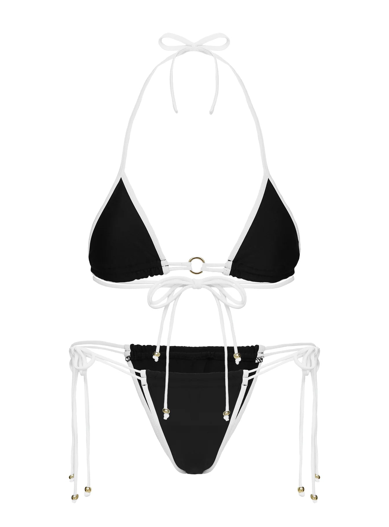 Nayeli Tie Side Bikini Bottoms Black White