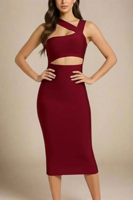 Molly Bandage Midi Dress Red Wine