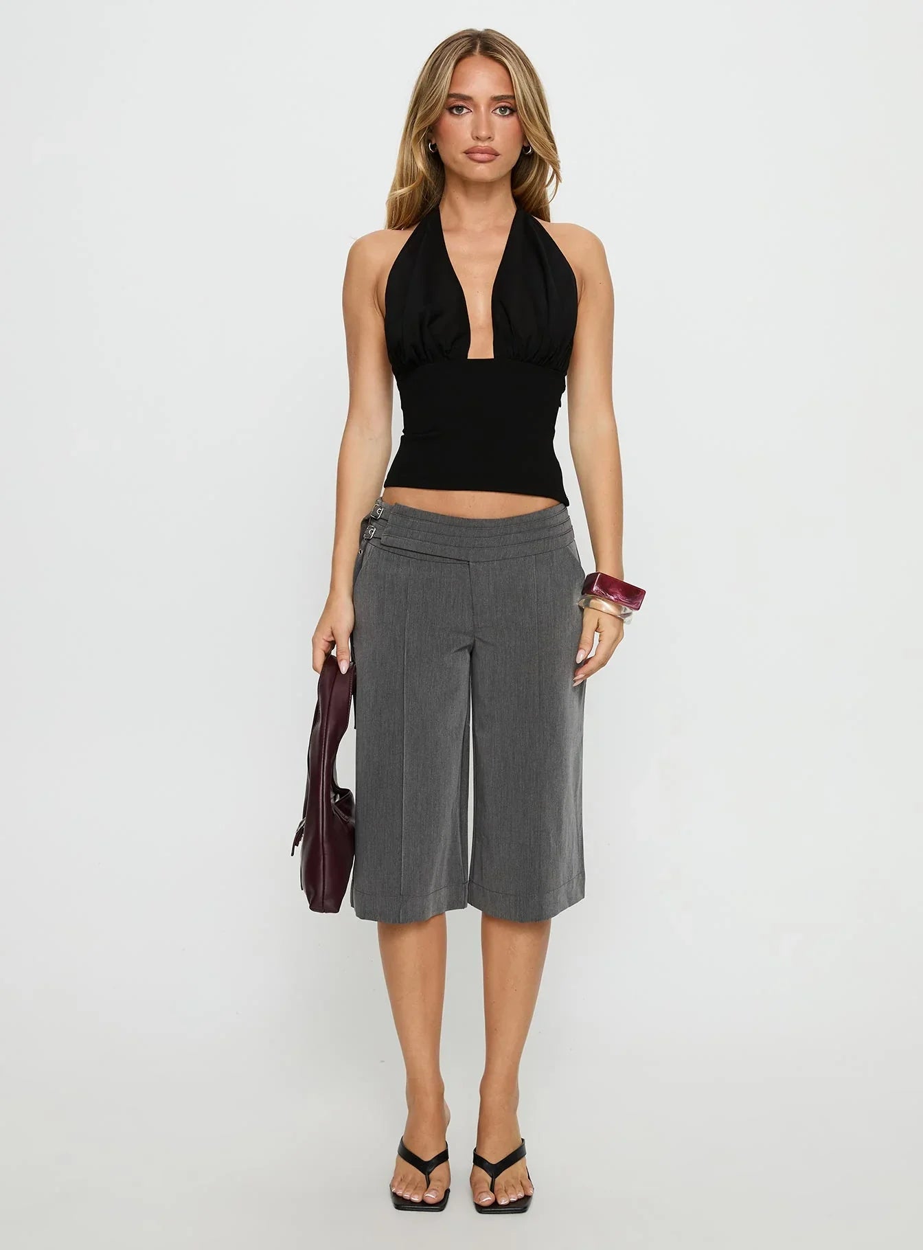 Rakelle 3 4 Tailored Shorts Dark Grey