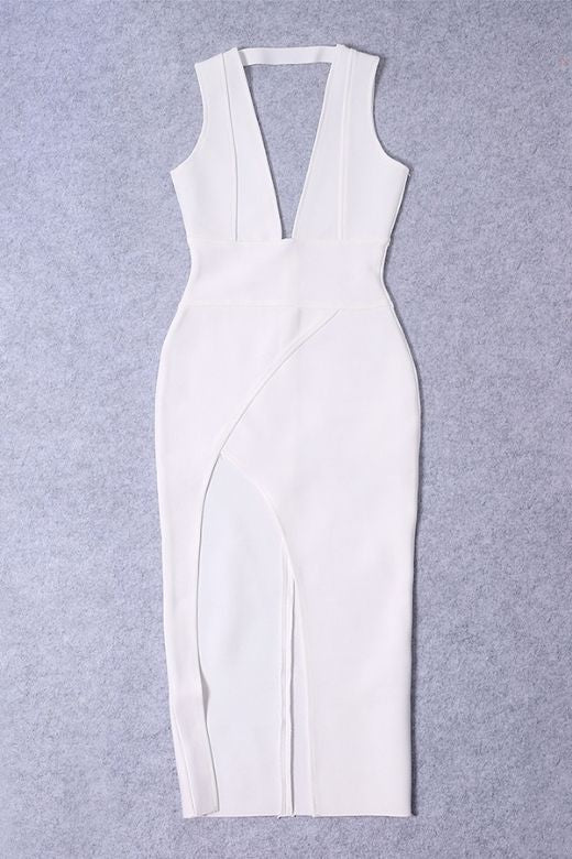 Pia Bandage Midi Dress White Pearl