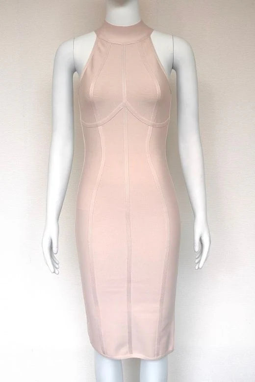 Lea Bandage Midi Dress Beige