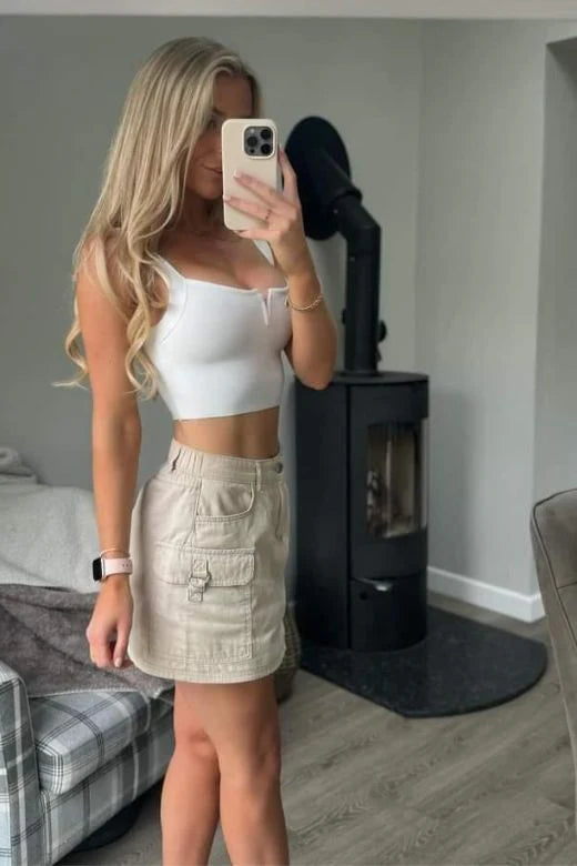 Brooke Bandage Crop Top White Pearl