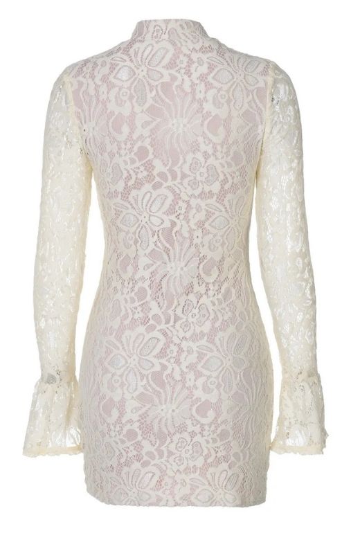 Charlotte Long Sleeve Bodycon Mini Dress Cream