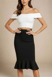 Vera Bandage Off Shoulder Top White Pearl