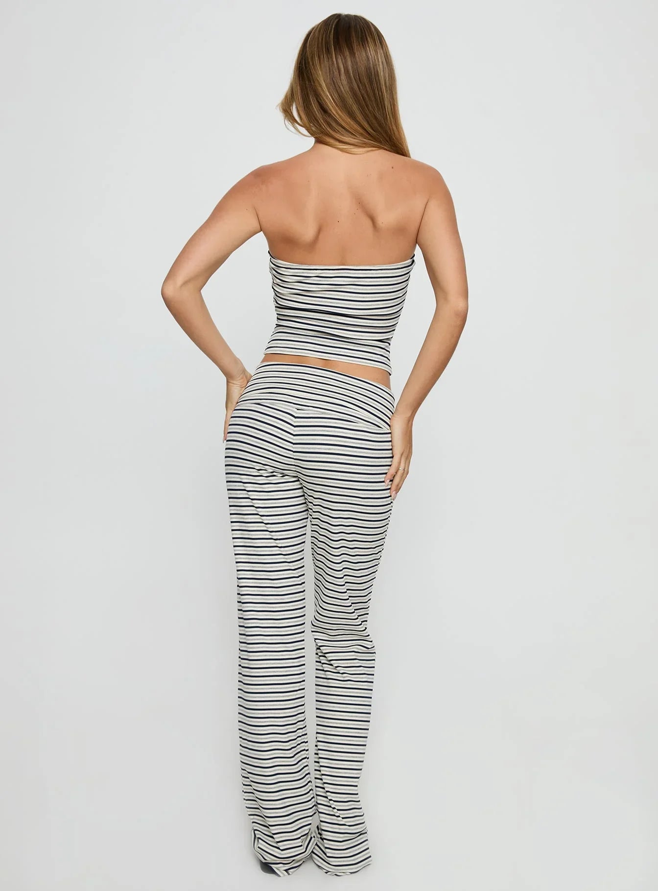 Ace Of Spades Strapless Set Navy / Grey Stripe