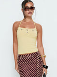 Lysandra Button Halter Top Butter Yellow