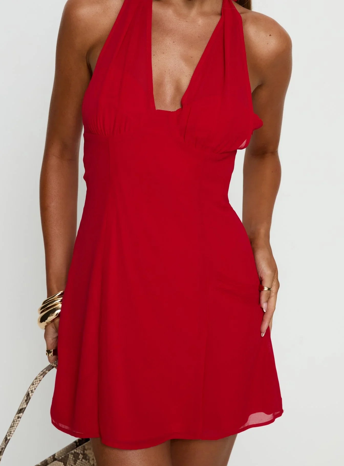 Oneida Halter Mini Dress Red