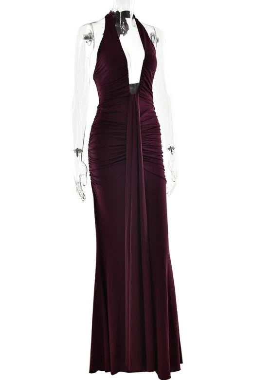 Bella Bodycon Wrap Maxi Dress Tan Brown