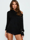 Esenia Eyelet Detail Knit Sweater Black Silver