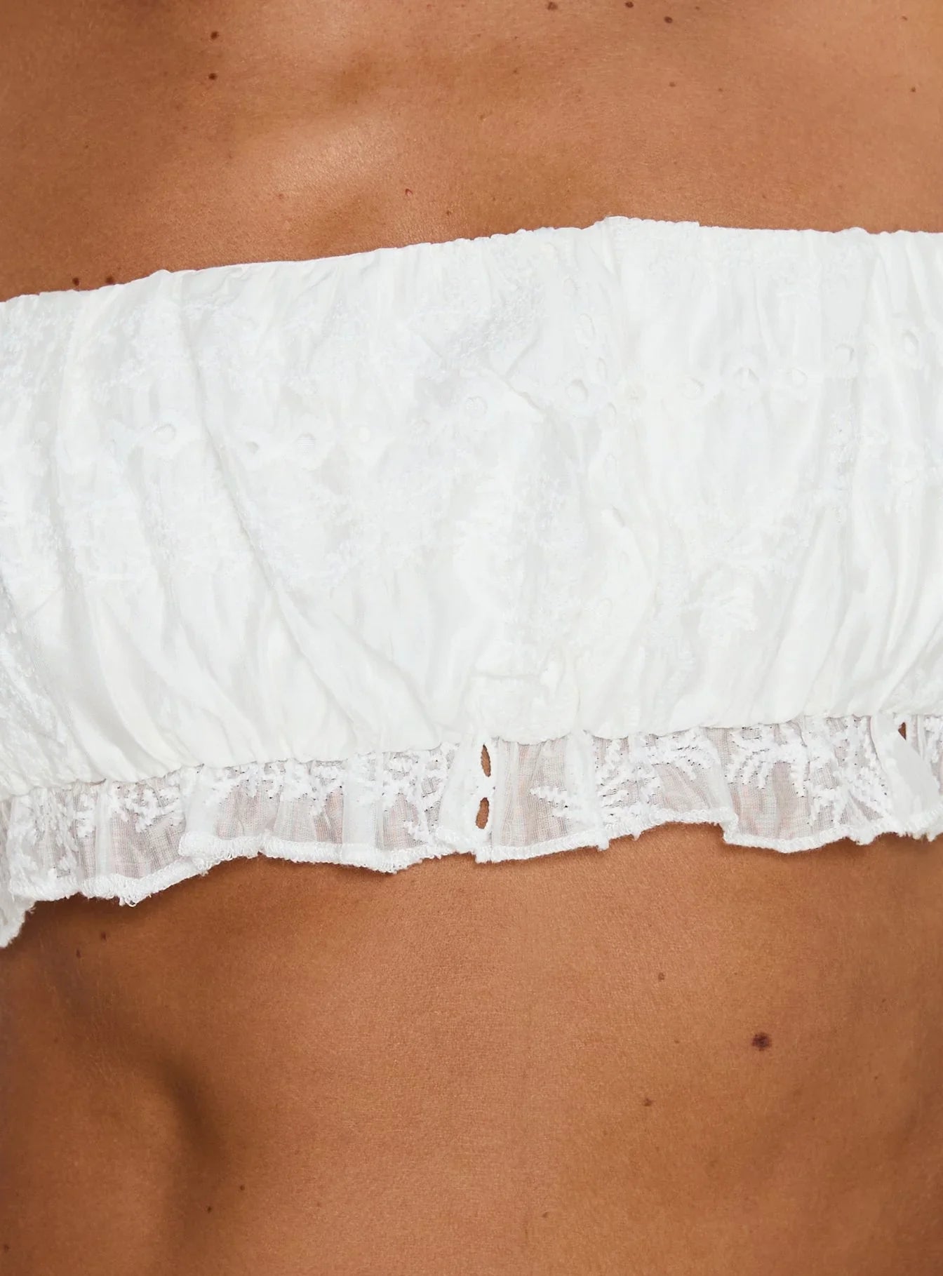 Queens Boulevard Frill Crop Top White