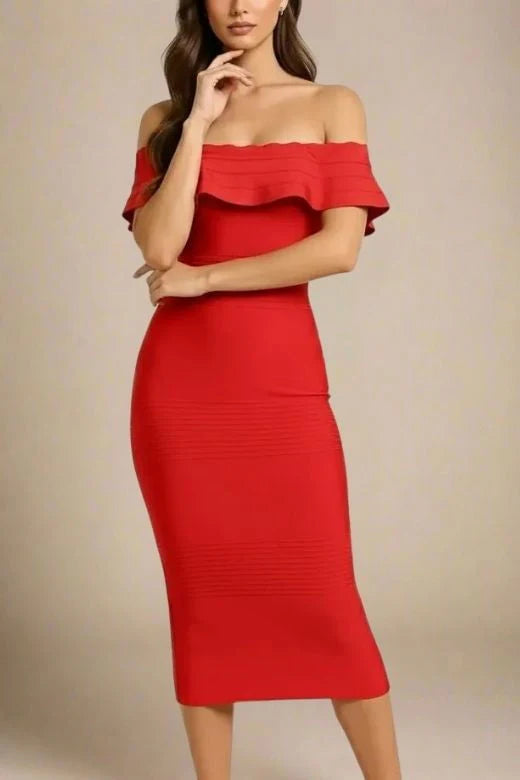 Billie Bandage Midi Dress Lipstick Red