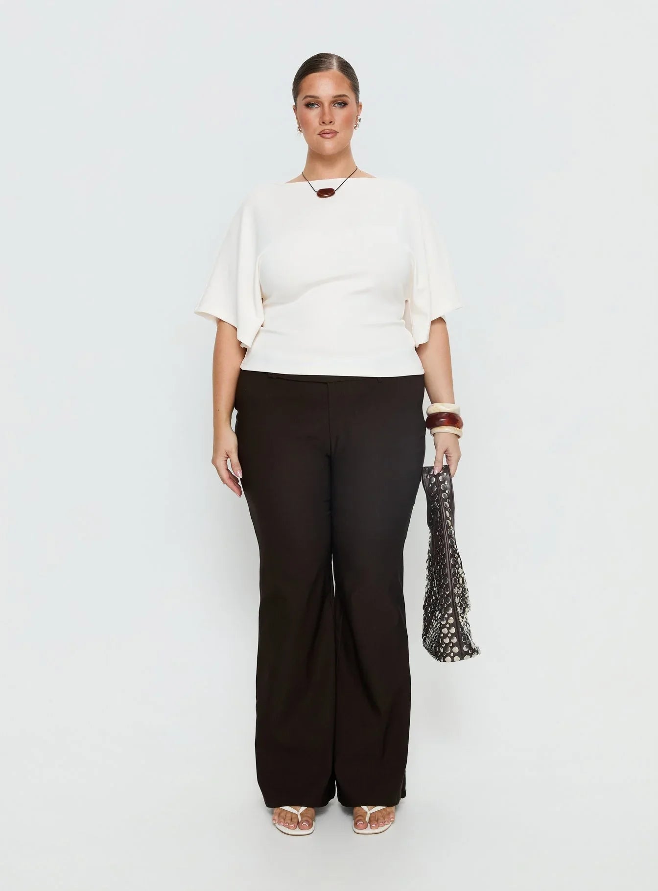 Arazia Cinched Short Sleeve Top White Curve