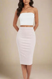 Pencil High Waist Bandage Midi Skirt Cream