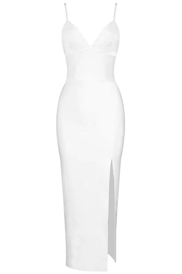 Milan Bandage Midi Dress White Pearl