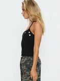 Lysandra Button Halter Top Black