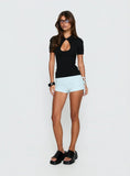Happened One Night Keyhole Blouse Top Black