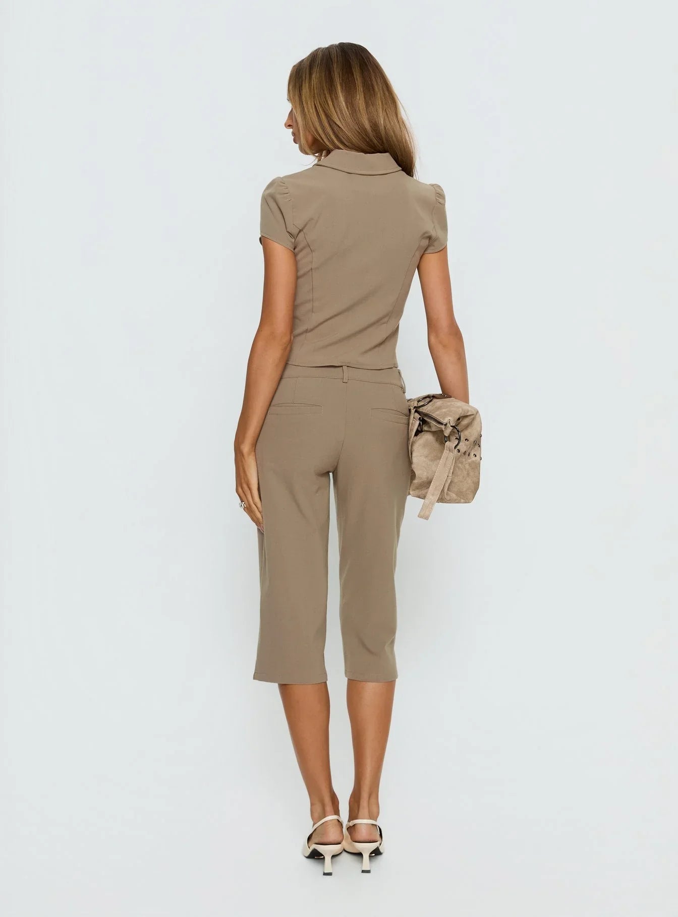 Tunian Capri Tailored Pants Taupe