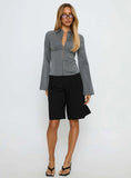 Dawna Hook And Eye Corset Top Grey Pinstripe