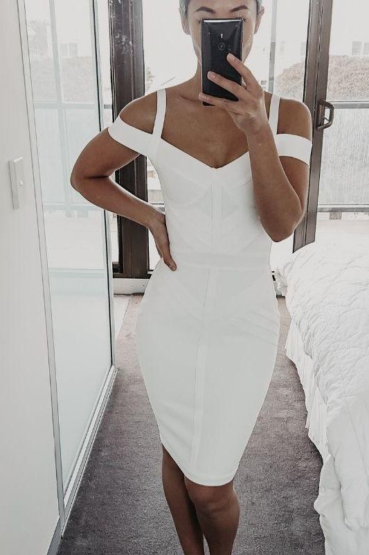 Sophia Bandage Dress White Pearl