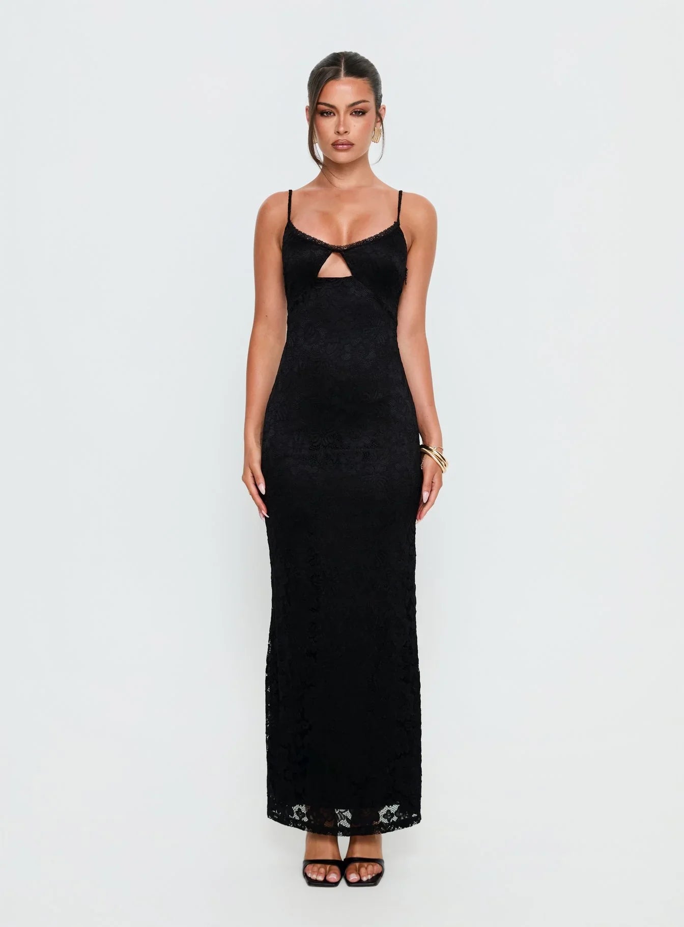 Alannis Lace Maxi Dress Black