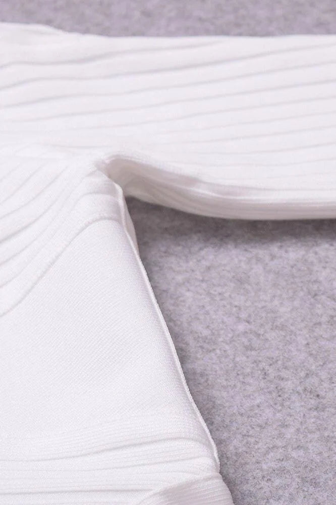 Coco Long Sleeve Bandage Dress White Pearl Sale