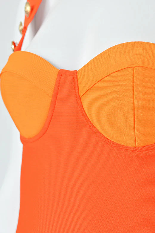 Kiki Bandage Mini Dress Apricot Orange