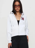Harvard Raglan Zip Up White Red