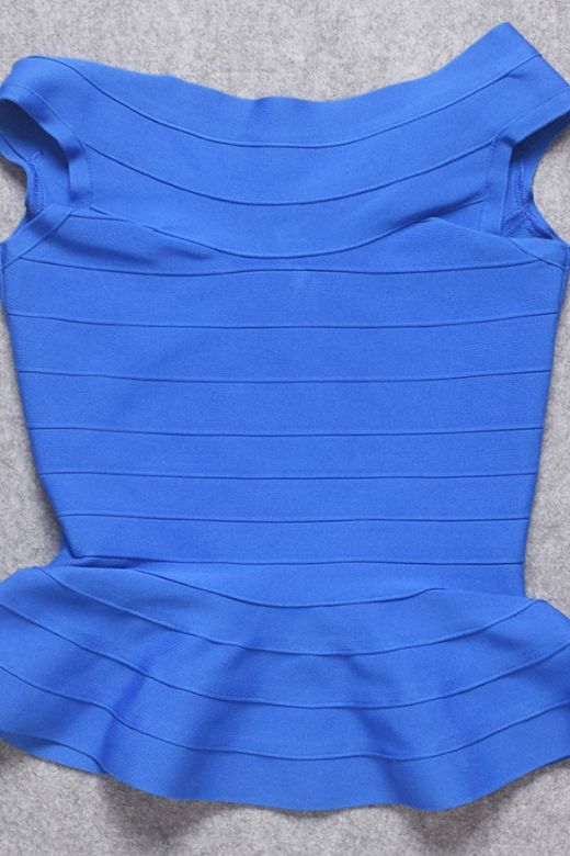Leni Bandage Top and Knee Length Skirt Set Royal Blue