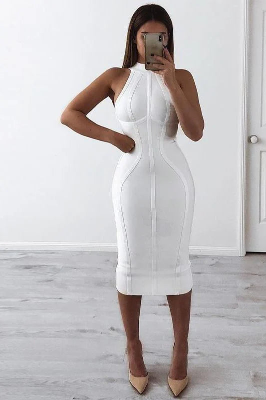 Lea Bandage Midi Dress White Pearl Sale