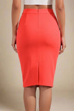 Pencil High Waist Bandage Knee Length Skirt Lipstick Red