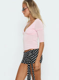 Back To Friends V Neck 3/4 Sleeve Top Pink
