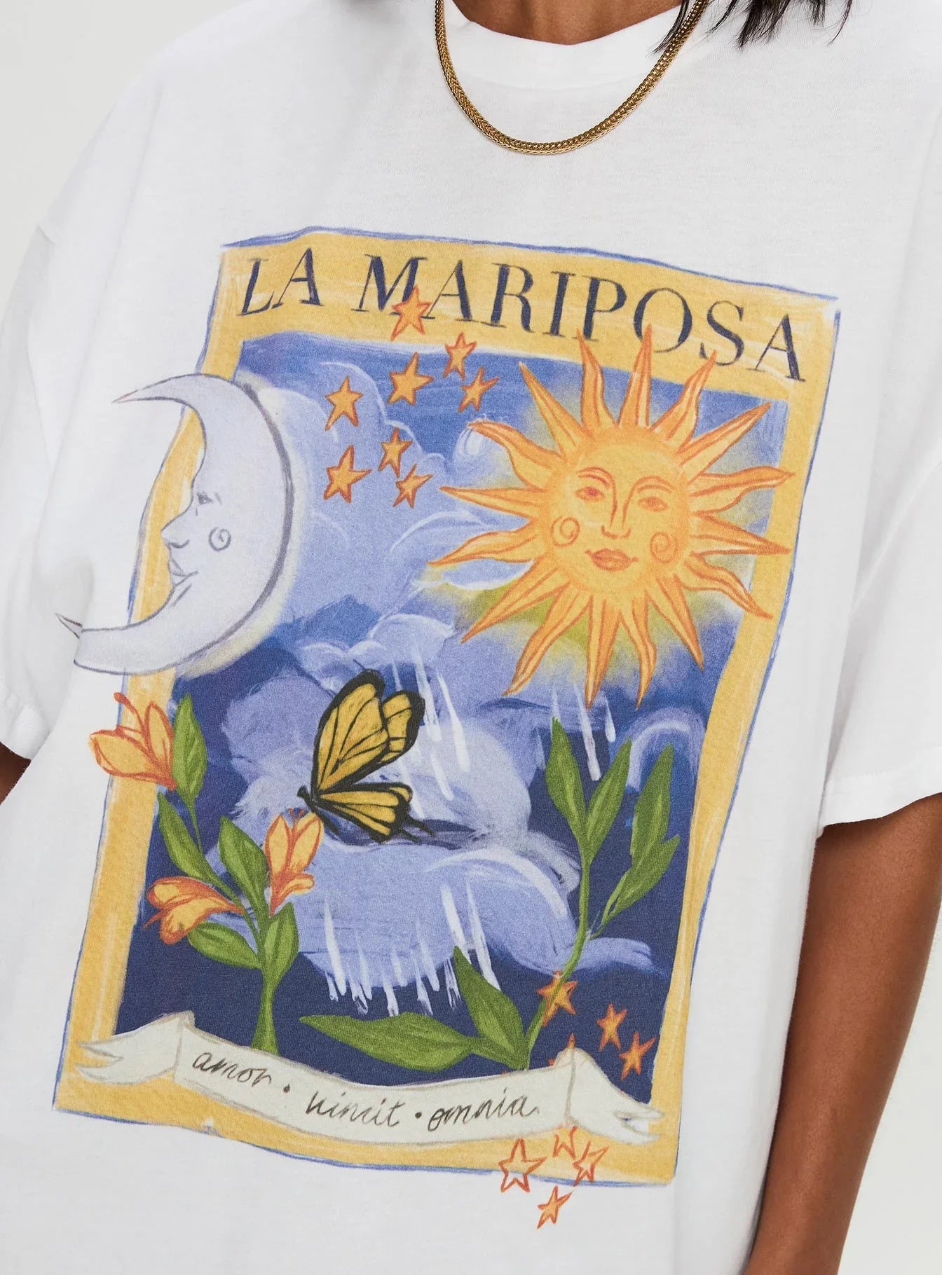 Tarot Card Oversized Graphic Top White Multi