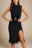 Erin High Neck Bandage Dress Classic Black