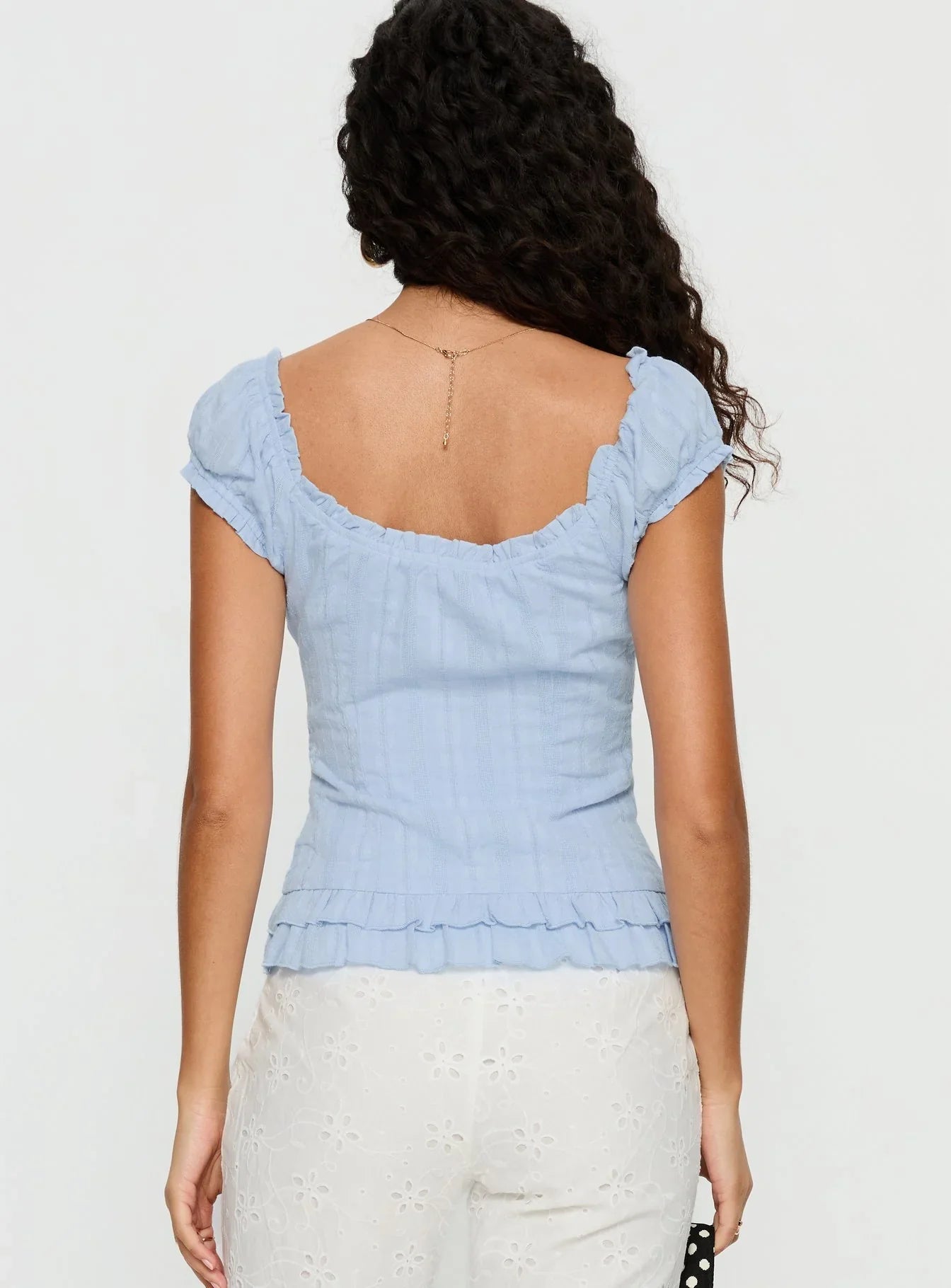 Suiter Frill Detail Top Soft Blue