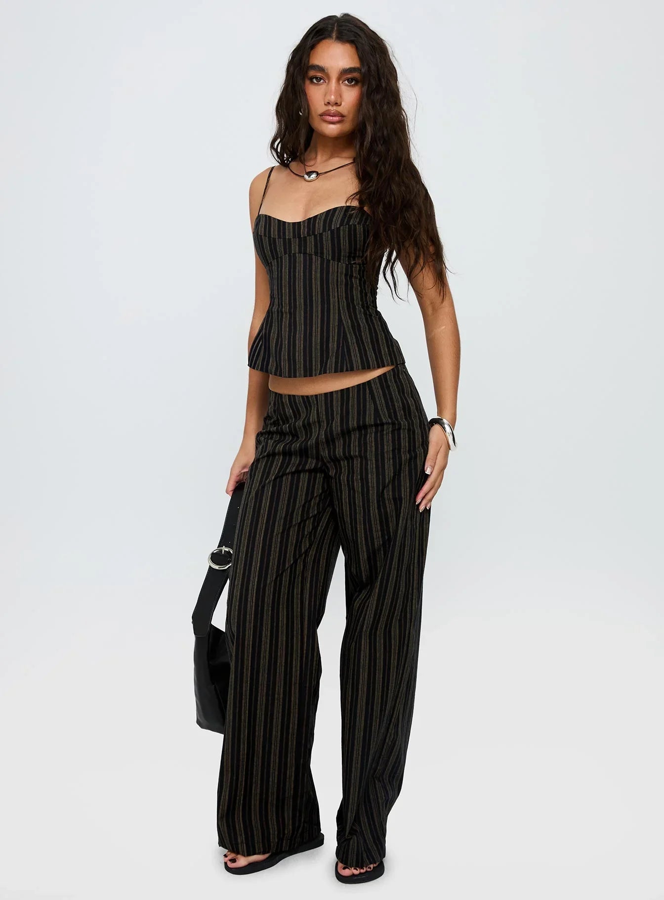 Kierstyn Corset Set Black Stripe Petite
