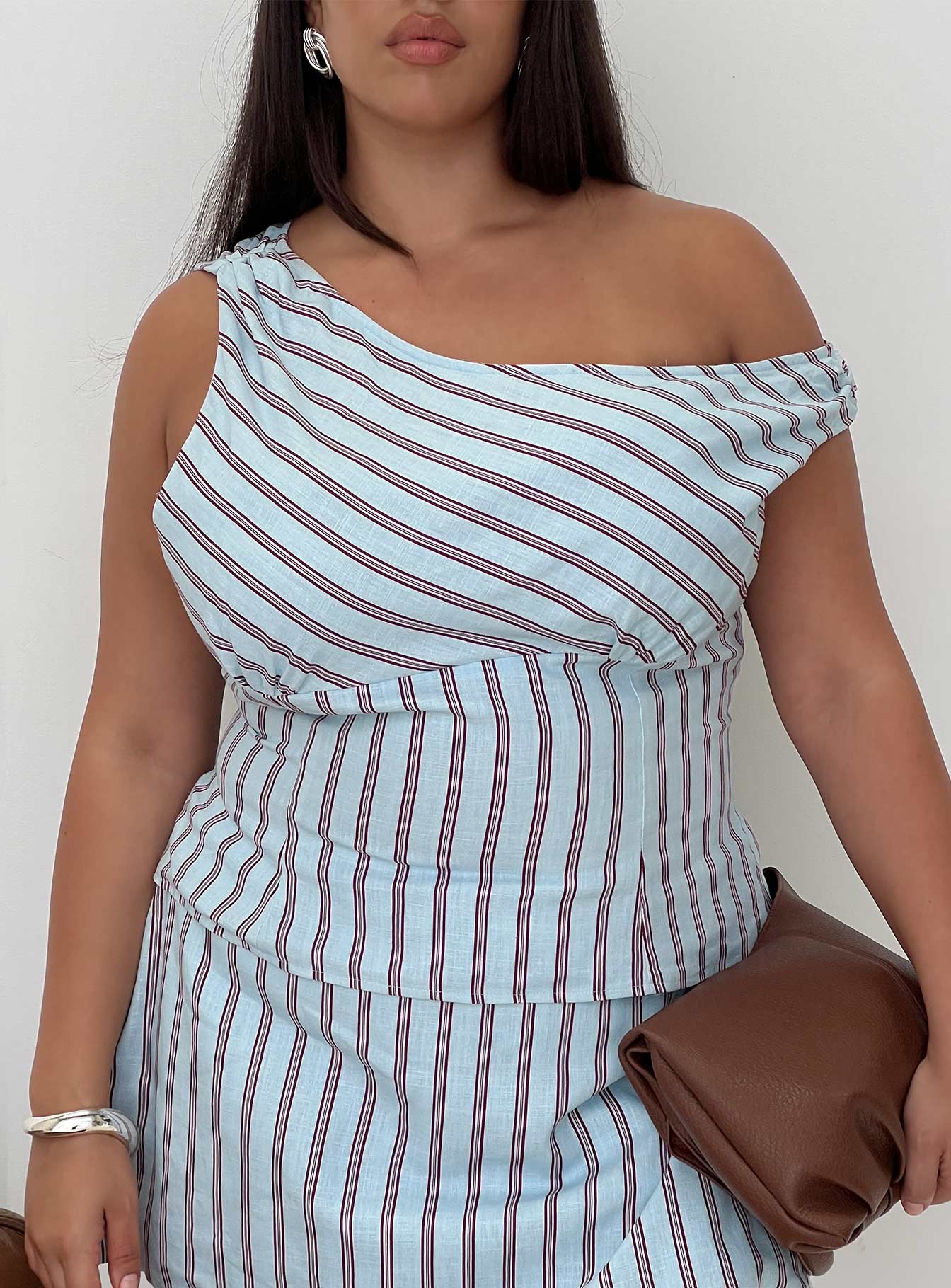 Del Rio Off The Shoulder Top Blue Maroon Curve