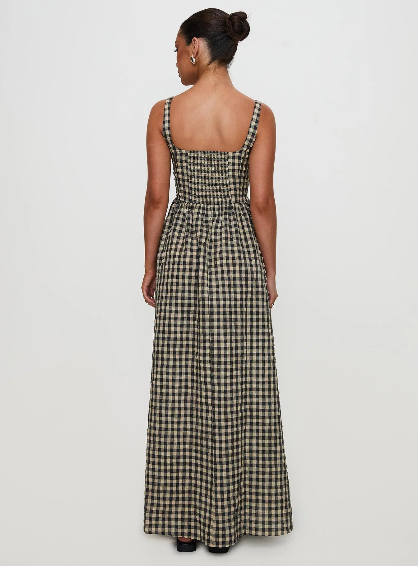 Cartmel Check Maxi Dress Black Cream Tall