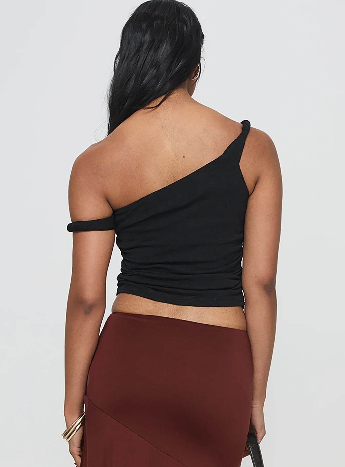 Messenger One Shoulder Top Black