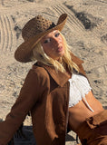 Double Take Woven Cowgirl Hat Tan