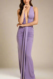 Bella Bodycon Wrap Maxi Dress Violet
