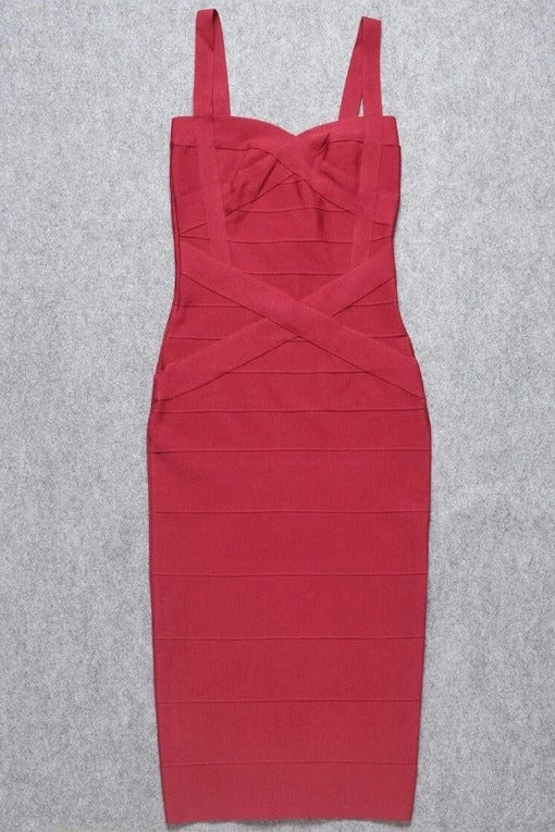 Heidi Bandage Midi Dress Red Wine Sale