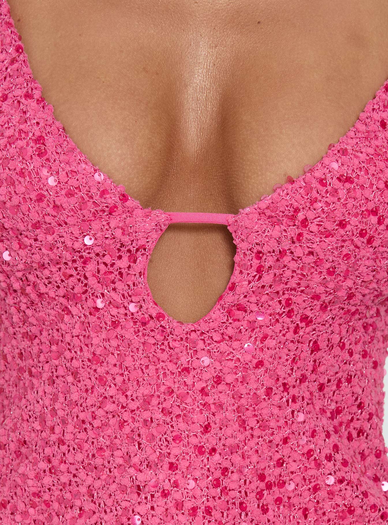 Feel The Vibrations Sequin Top Hot Pink