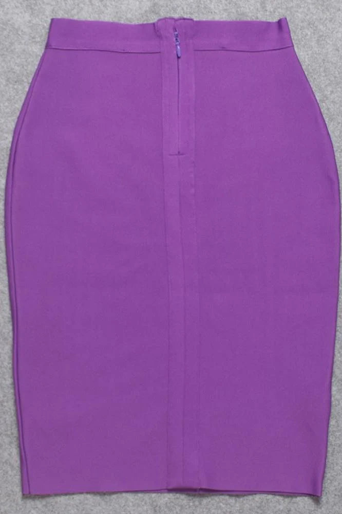 Pencil High Waist Bandage Knee Length Skirt Plum Purple