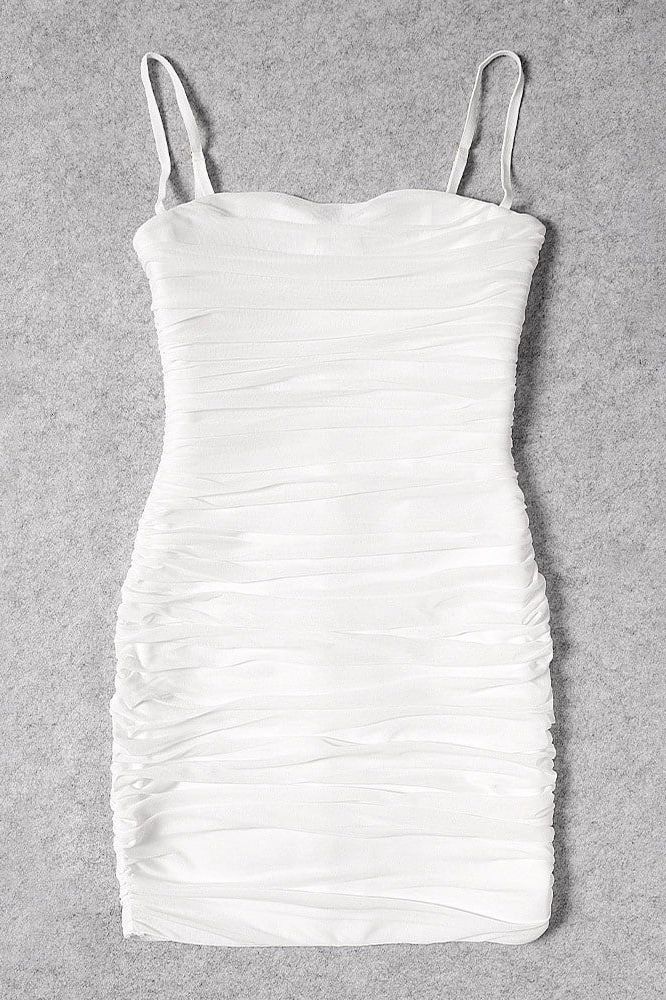 Cassie Bodycon Wrap Mini Dress White Pearl Sale
