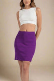 High Waist Bandage Striped Mini Skirt Plum Purple