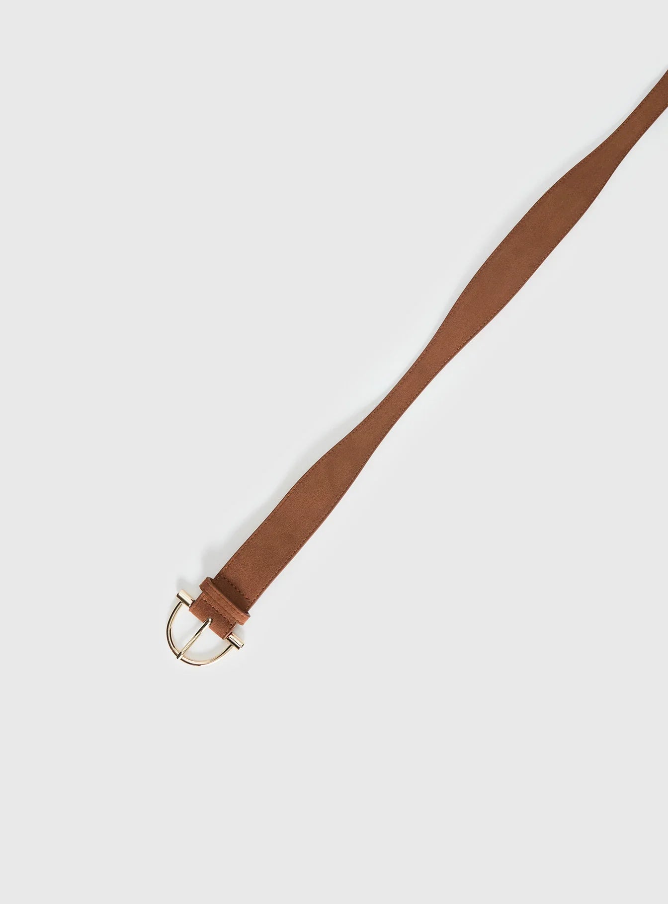 Runey Faux Suede Belt Brown Gold