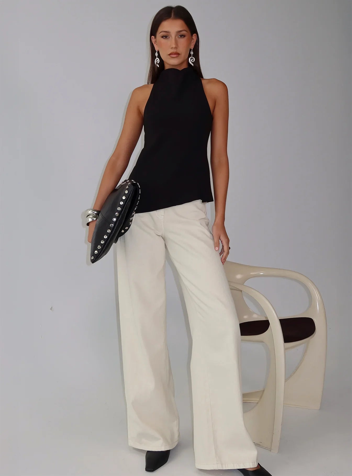 Days Get Dark Asymmetrical Top Black