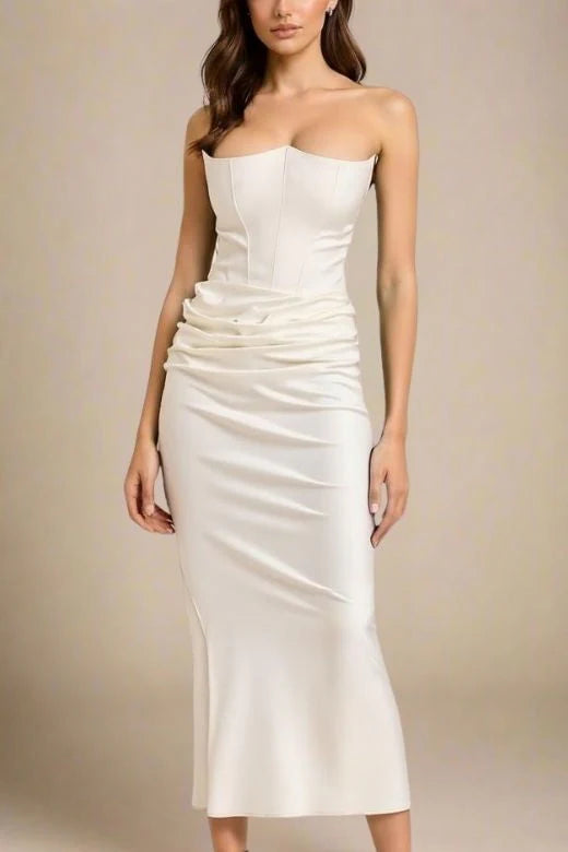 Hope Bodycon Wrap Maxi Dress White Pearl