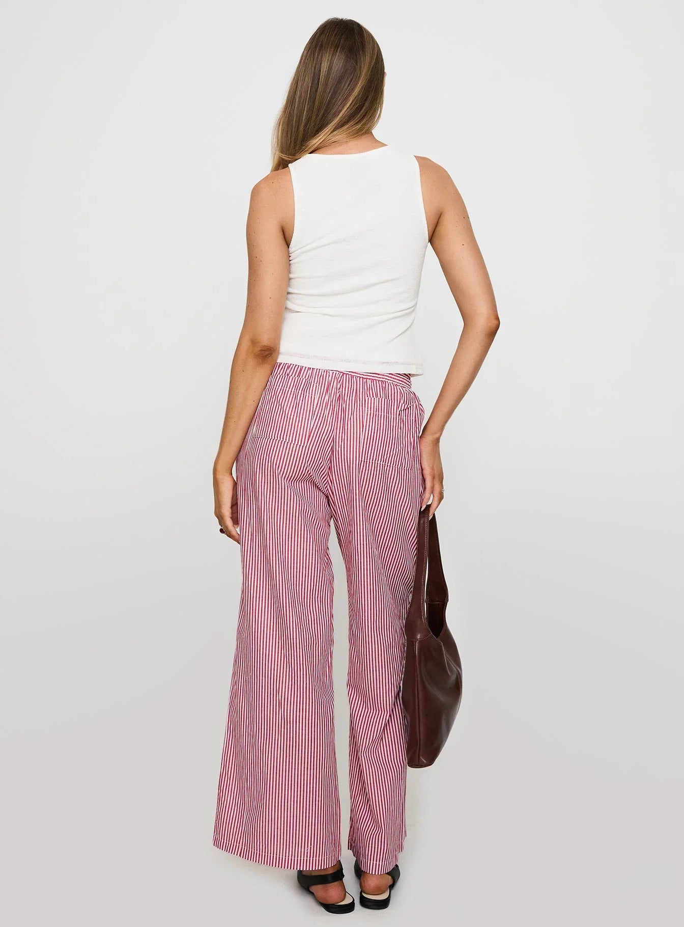 Holiday Tie Front Pants Red White Stripe