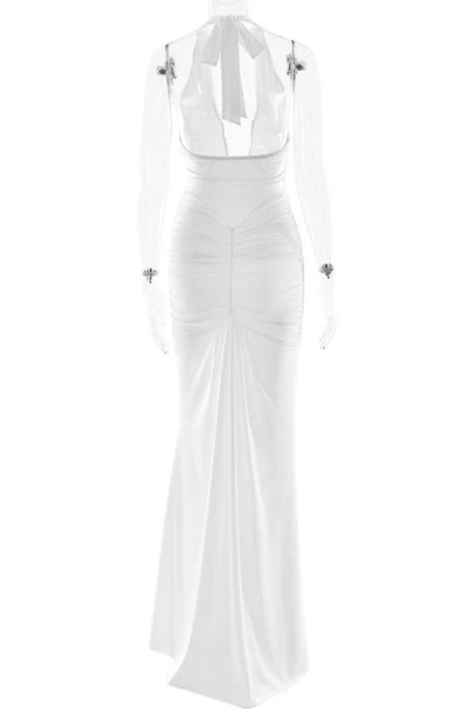 Bella Bodycon Wrap Maxi Dress White Pearl Sale